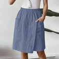 thumbnail image 6 of IWRICH Women's Casual Skorts High Waist Summer Linen Knee Length Shorts Solid Tennis Golf Beach Loose Trendy Skirt with Pockets Blue XXL, 6 of 7