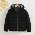 thumbnail image 2 of FAOWME Kids Boys Girls Long Sleeve Winter Warm Outwear Solid Color Hoodie Jacket Coat Black Black 8-9 Years, 2 of 6