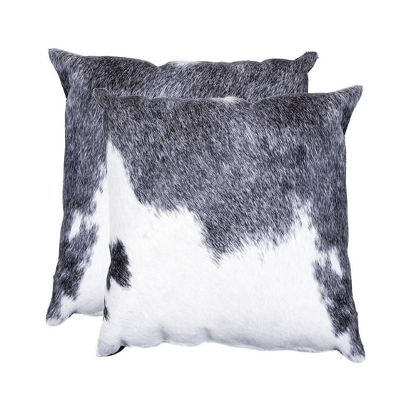 18" x 18" x 5" Gray And White Cowhide  Pillow 2 Pack