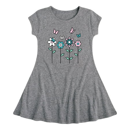 

Instant Message - Butterflies And Flowers - Toddler And Youth Girls Fit And Flare Dress