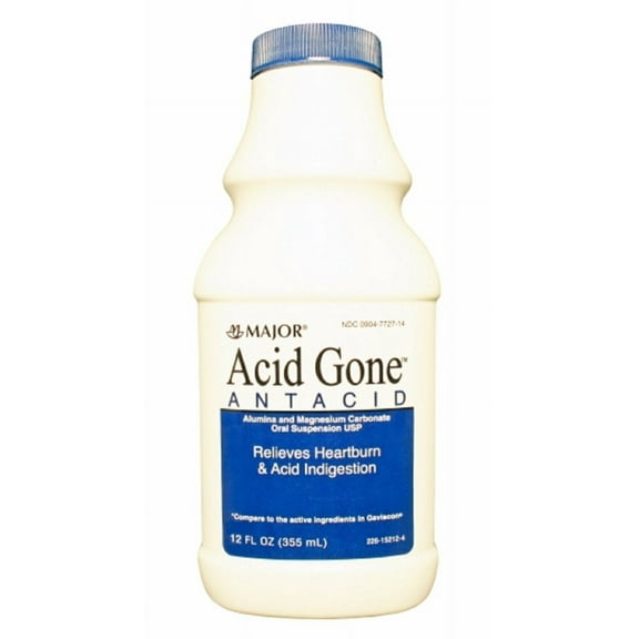 Major Acid Gone Antacid Liquid Generic for Gaviscon Spearmint, 12oz, 5-Pack