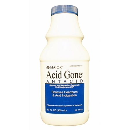 Major Acid Gone Antacid Liquid Generic for Gaviscon Spearmint, 12oz, 5-Pack