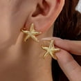 thumbnail image 2 of Sdmnsg-T Starfish Shell Stud Earrings for Women Gold Silver Chunky Seashell Drop Dangle Earring Beach Summer Themed Jewelry, 2 of 12