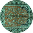 thumbnail image 1 of Ahgly Company Machine Washable Indoor Round Persian Turquoise Blue Traditional Area Rugs, 3' Round, 1 of 4