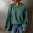thumbnail image 5 of Pearl-Decorated Shoulder Pullover for Women, Loose Knit Crewneck Sweater with Beads, 5 of 9
