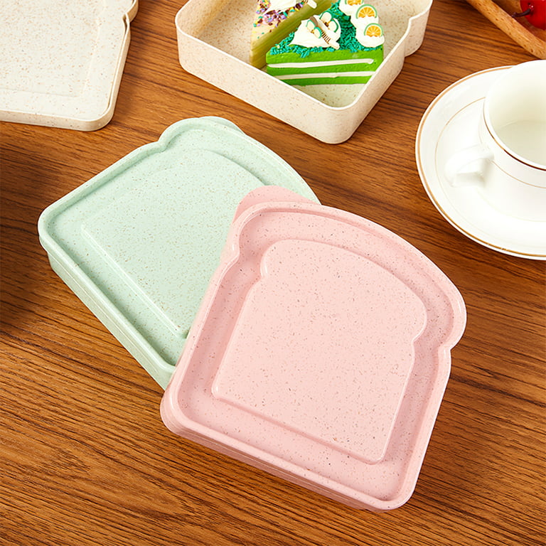 NOGIS 1 Pcs Toast Shape Food Storage Sandwich Containers 14 oz Sandwich Box Reusable  Sandwich Holder Kids or Adult Lunch Box for Bread Snack Meal Food Prep  Storage (Green ） 