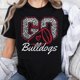 thumbnail image 1 of Camiseta 100% Algodón para Mujer y Niñas - Estampado Leopardo y Espíritu Bulldogs, 1 of 7