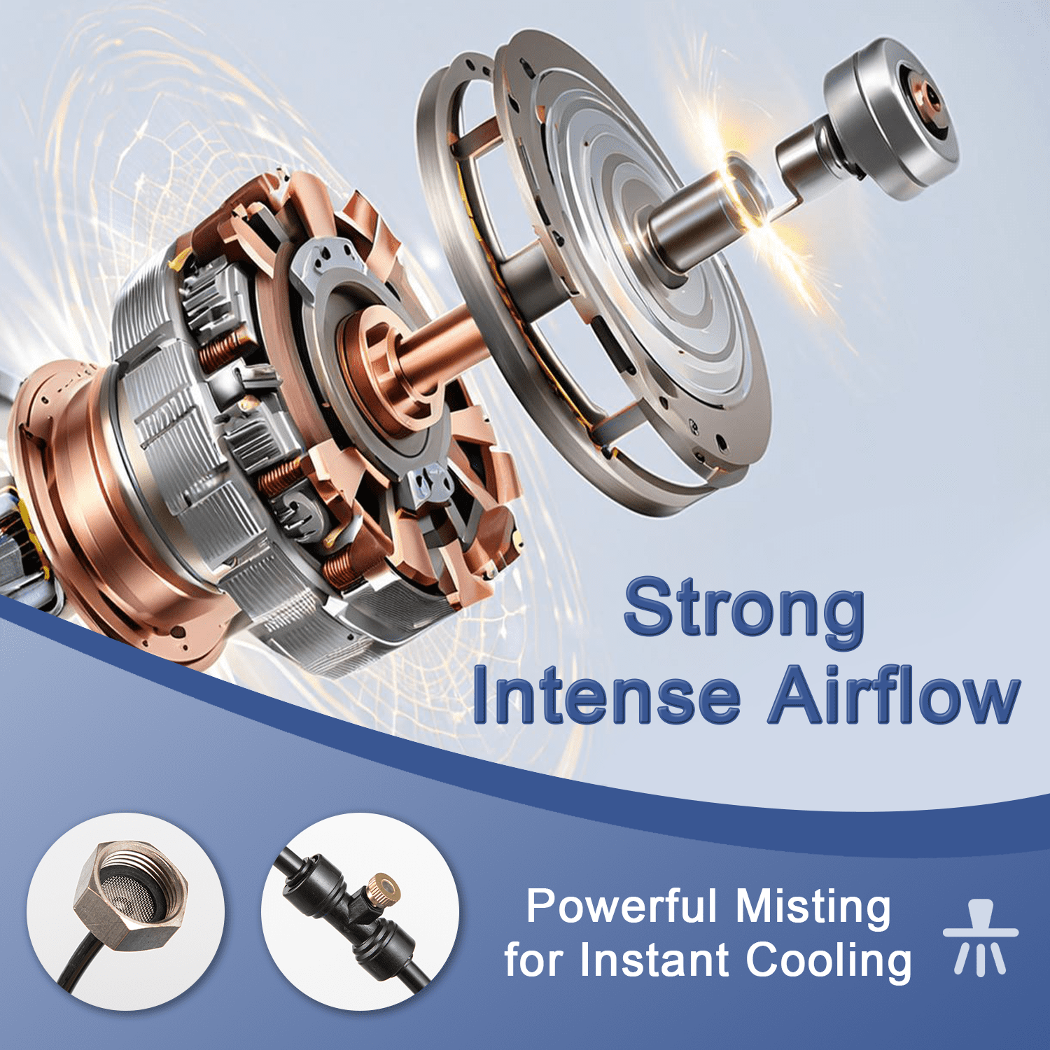 20in Wall Mount Fan with Misting, 3-Speed Industrial Wall Fan up to 7000CFM, 120°Oscillating High Airflow Cooling Fan for Garage,Home,Warehouse, Indoor/Outdoor Use, Blue