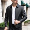 thumbnail image 4 of Chaqueta de piel de oveja con solapas cortas para hombre, nueva chaqueta de otoño e invierno para negocios, ocio, para jóvenes de mediana edad, 4 of 5