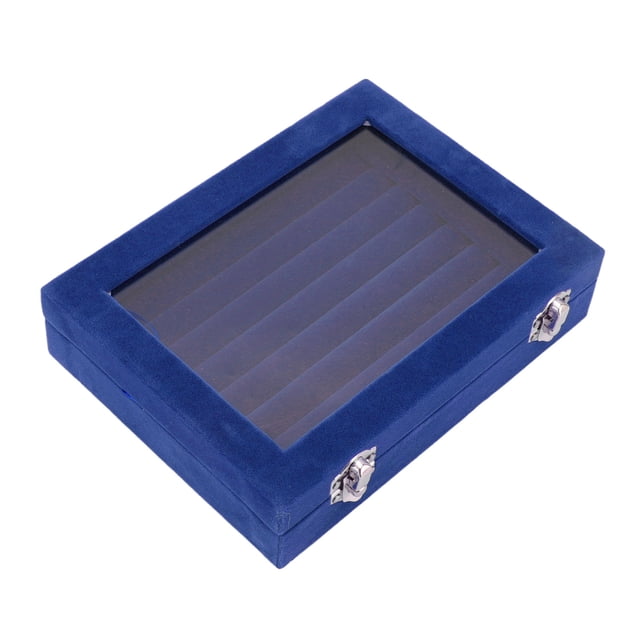 Rings Earring Organizer Tray with Clear Lid, Jewelry Display Box 7 Slots Velvet Storage Display Case Clear Lid 7 Slot Organizer Box Jewelry Case Jewellery Display Storage