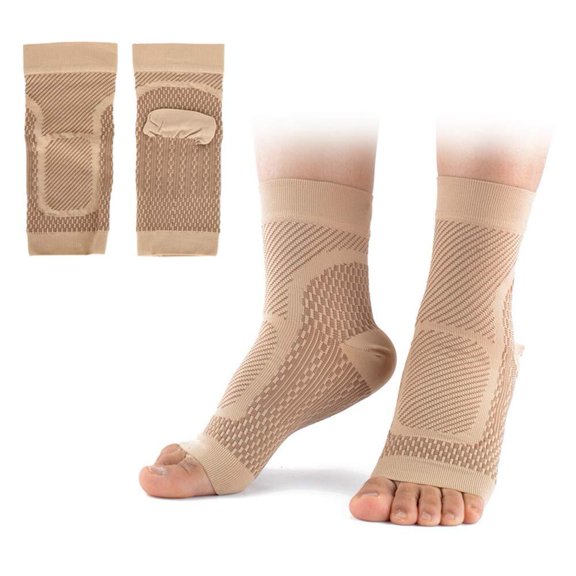 2 Pairs Ankle Brace Compression Sleeves - 8-15 mmhg Open Toe Compression Socks with Arch Support for Women & Men , Relief for Swelling, Plantar Fasciitis, and Sprains – Step into Comfort and Stability