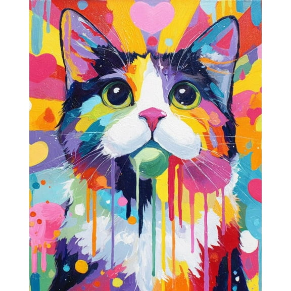 Paint by Numbers for Adults Kids Beginner Rainbow Cat DIY Acrylic Painting by Numbers Kits with Brushes Acrylic Pigment Home Decoration Gifts 16 x 20 inch
