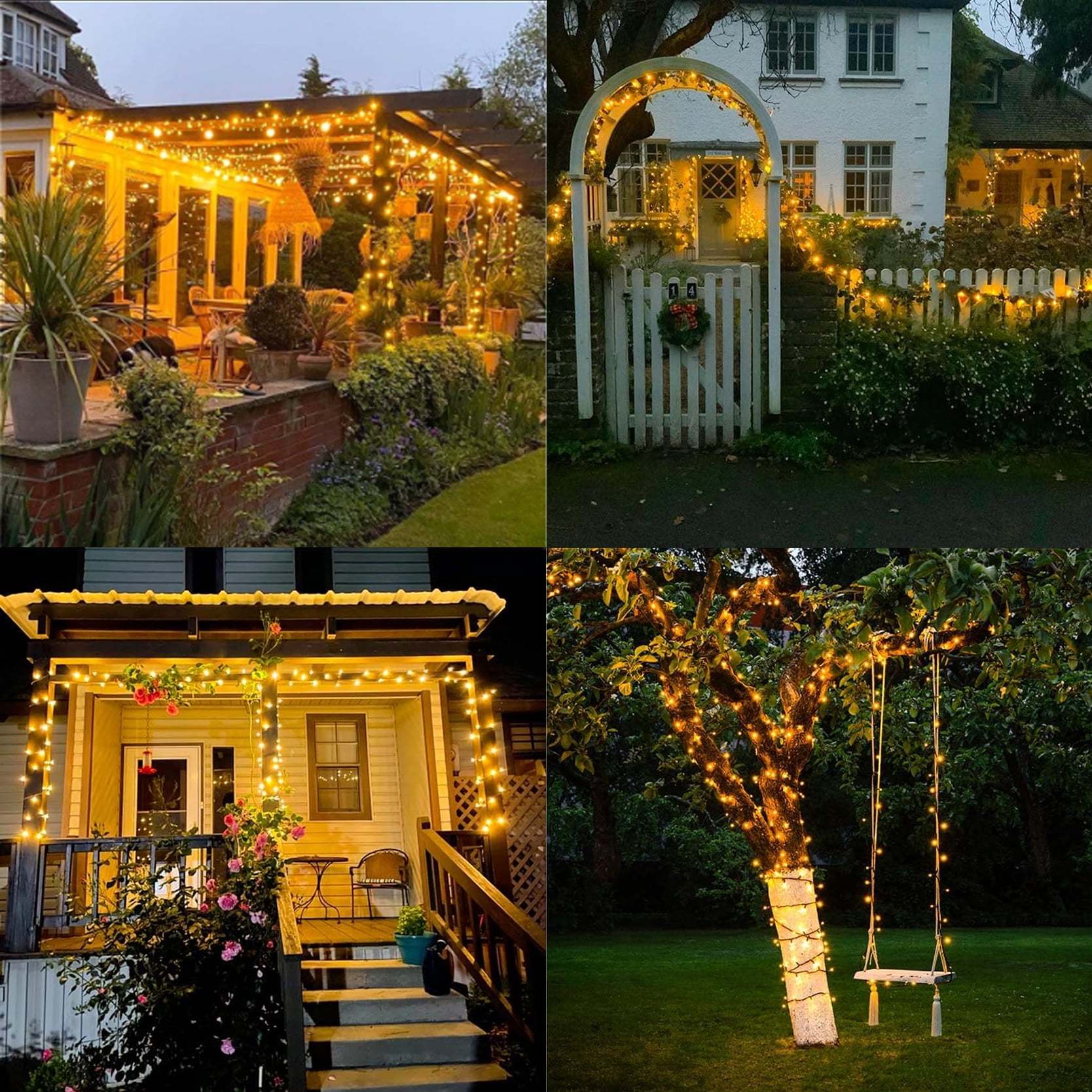 LAMPHOME 33ft Music Christmas Mini Lights (Green Wire),100 LED Fairy Starry String Light Plug in for Indoor Outdoor Xmas Tree Wedding Party Decoration (Yellow)