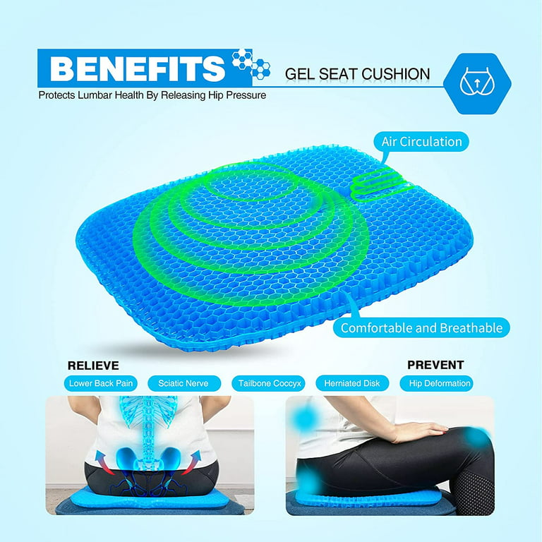 Bicmte Honeycomb Gel Support Seat Cushion with Non-Slip Breathable Cov