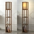 thumbnail image 4 of JONATHAN Y Etagere 63.5" Rustic Bohemian Wooden LED 3-Shelf Floor Lamp with Pull-Chain, USB Charging Port and Smart Bulb, Brown, JYL8506A, 4 of 6