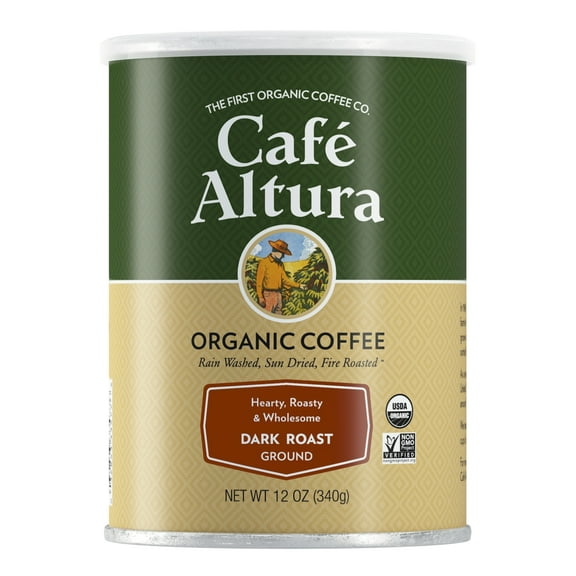 Café Altura Ground Organic Coffee, Fair Trade Dark Blend, 12 oz Can