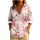 thumbnail image 2 of Uootdi Boho Long Sleeve Shirts for Women V Neck Button Down T Shirts Casual Loose Fit Floral Print Basic Tops Tees Blouses Gift, 2 of 6
