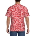 thumbnail image 3 of Bixox Men's Red Hibiscus Flower Printed Short Sleeve Skinny Athletic T-Shirt, 3 of 6