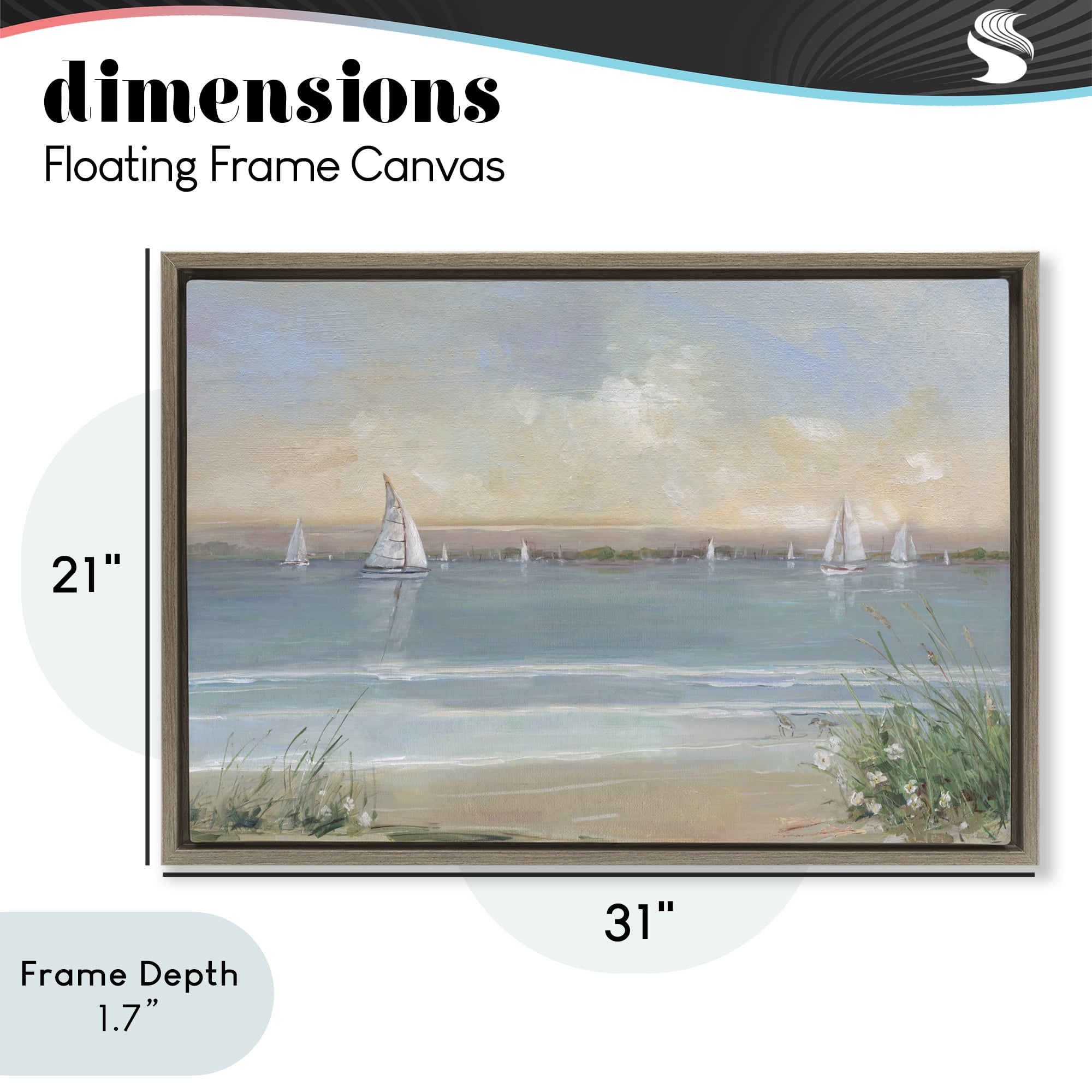 Stupell Industries Coastal Sailing At Dawn Brown Framed Floater Canvas Wall Art, design by Sally Swatland