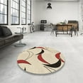 thumbnail image 4 of Ahgly Company Machine Washable Indoor Round Transitional Wheat Beige Area Rugs, 8' Round, 4 of 7