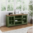 thumbnail image 2 of 67 Inch TV Stand, Console for TVs up to 80 inches, Wood Entertainment Center with Storage Cabinet, Industrial Farmhouse TV Console for Living Room and Bedroom, No Assembly Required, Green, 2 of 9