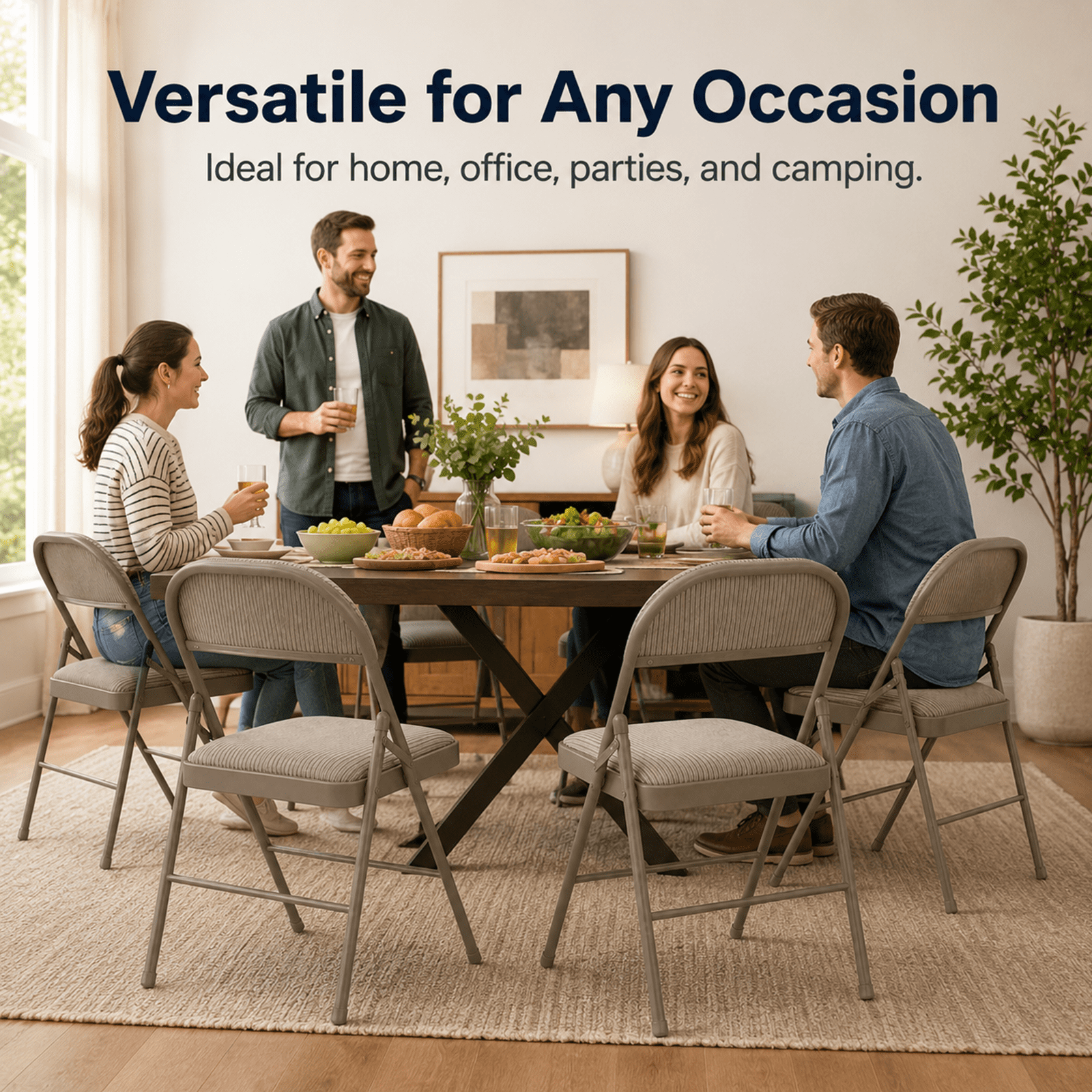Alvantor Folding Chairs with Padded Cushion and Back, Sturdy Steel Stackable, Portable Dining Chair Set for Home and Office, Conference, Wedding, Party, Patio