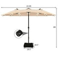 thumbnail image 2 of Costway Parasol de Marché à DEL Solaires Double Face de 15 Pi pour Patio, Manivelle, Base, Beige, 2 of 9