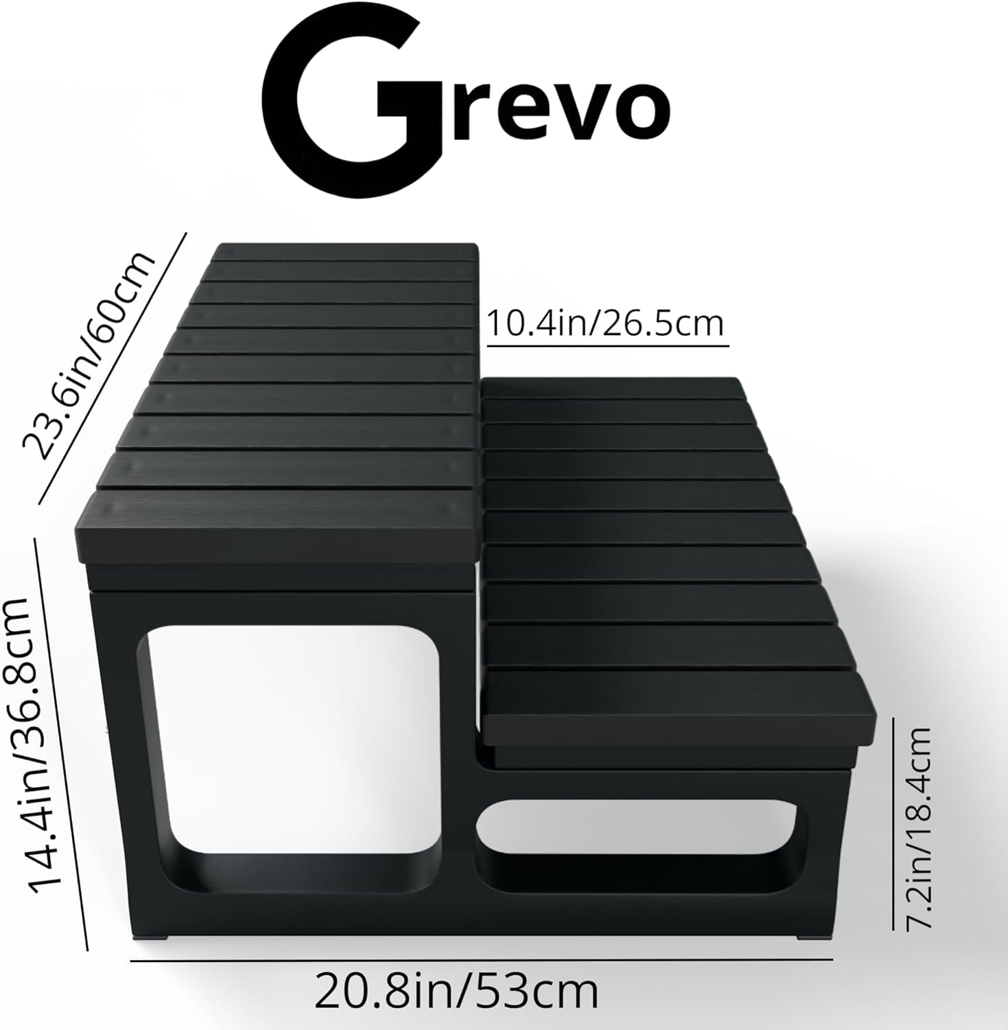 Hot Tub Steps Grey/Spa Steps for Round or Straight Sided Spa, Non-Slip Steps for Outdoor/Indoor (Black)