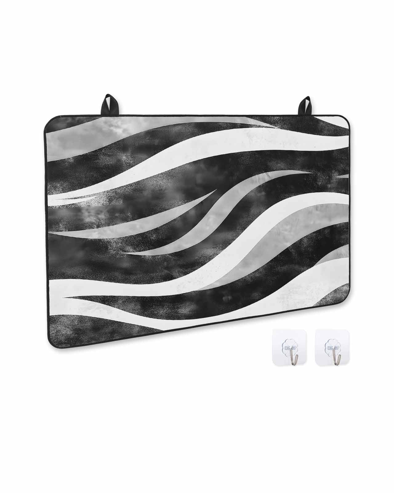 nqOlkjepod Large Induction Cooktop Protector Mat 24"x21", Black Waves Stove Top Covers for Electric Stove, Ombre Sea Ripples Shabby Beach Decorative Stove Burner Cover Mats, Glass Top Stove Cover