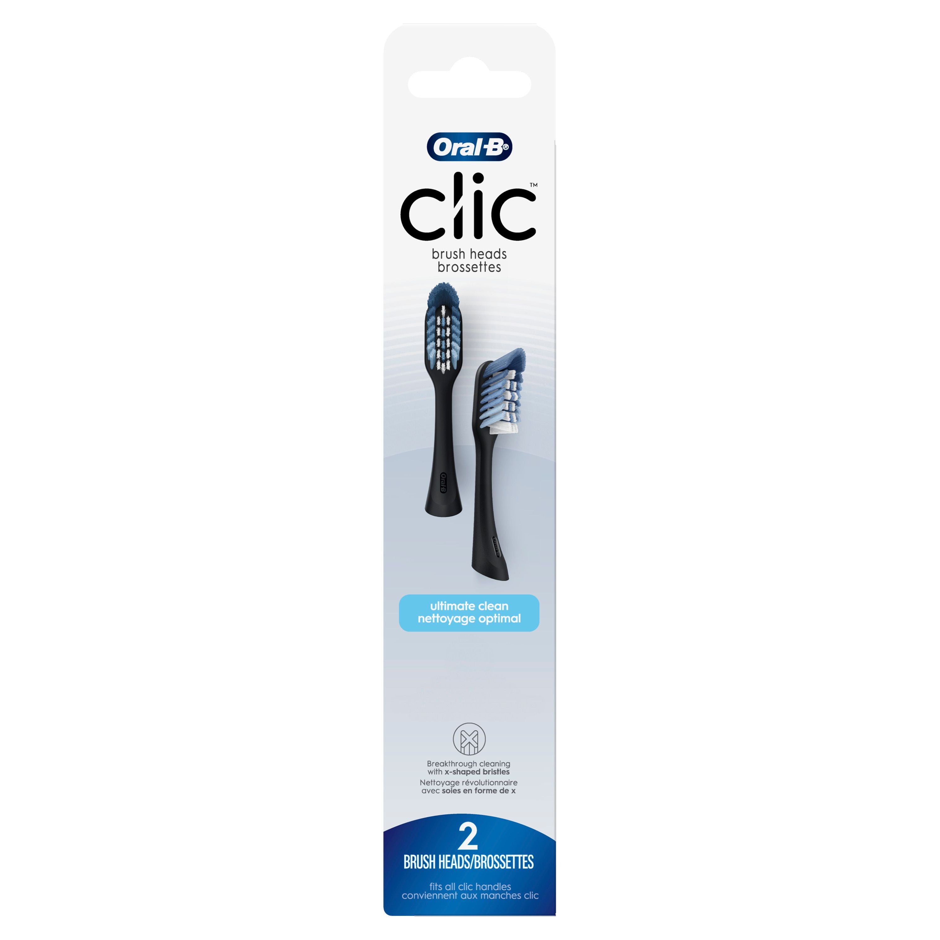 Oral-B Clic Toothbrush Ultimate Clean Replacement Brush Heads, Black 2 Pack
