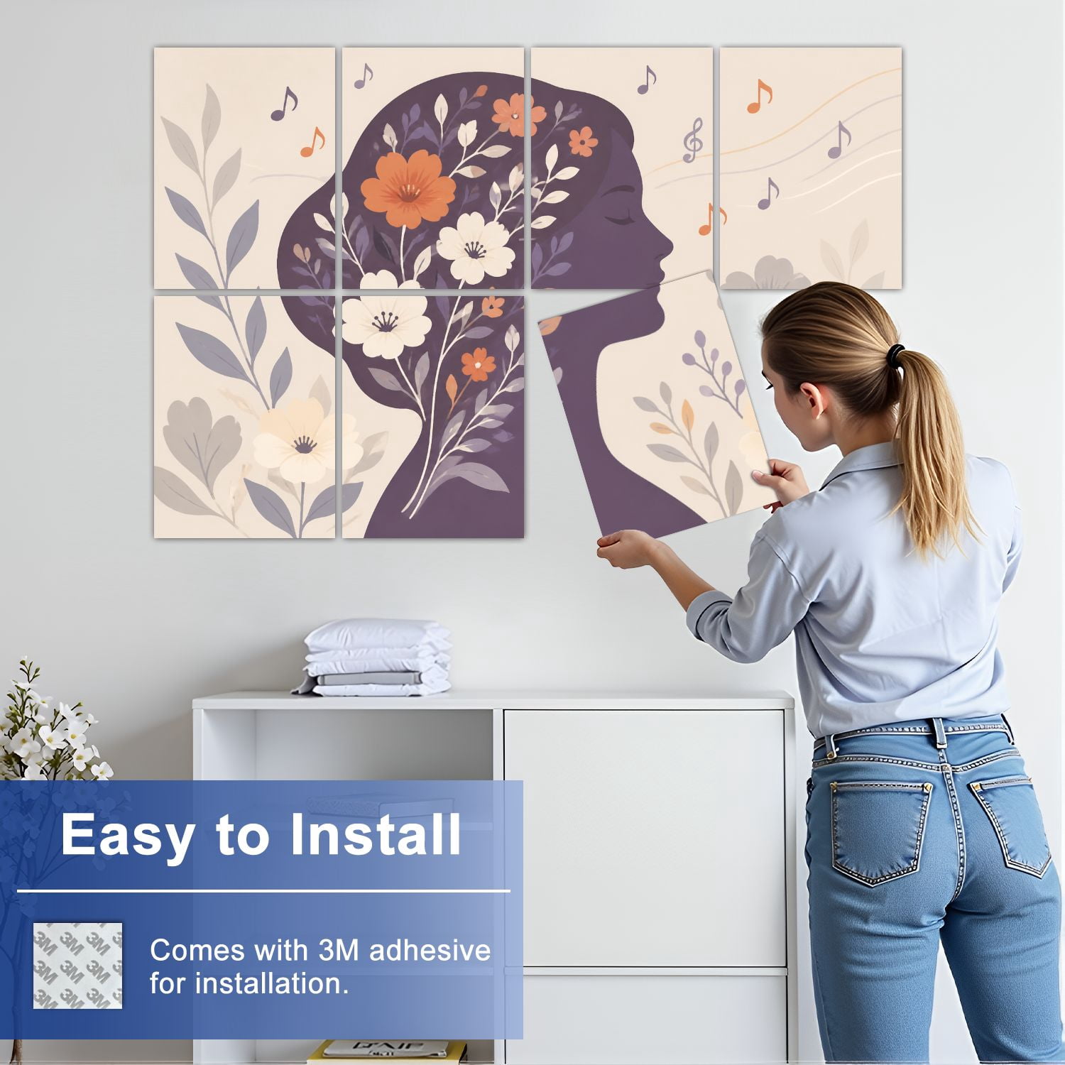 8 Pack Art Acoustic Panels Sound Absorbing Human mind Neurodiversity creativity psychological traits Decorative Soundproof Wall Panels Self Adhesive for Clinic Hospital 48"x32"