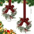 thumbnail image 5 of Dserfhy 9" Mini Christmas Wreath Artificial Frosted Pine Wreath with Red Berry Buffalo Plaid Bow for Farmhouse Indoor Outdoor Kitchen Cabinet Decor, 5 of 7