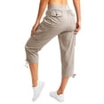 thumbnail image 7 of Womens Capris with Pockets Loose Fit Casual Capri Pants Dressy Lightweight Ladies Baggy Cargo Pants Casual Drawstring Baggy Petite Pants for Hiking(Khaki,S), 7 of 7