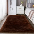 thumbnail image 2 of FUDAKUNA Soft Comfortable Plush Area Rugs 48 x 24inch Faux Fur Sheepskin Shaggy Brown Carpet for Bedroom Living Room Nursery, 2 of 6