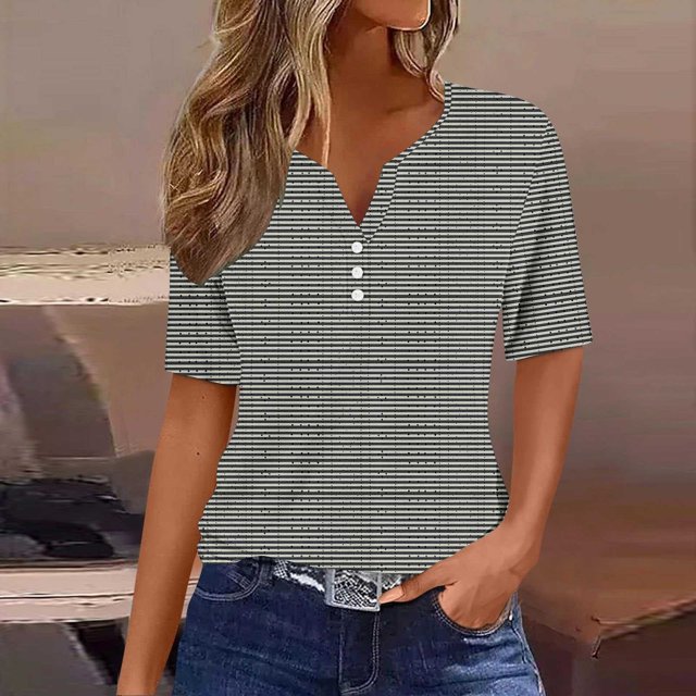 Fiudx Ofertas de La Semana Camiseta de Color Liso con Cuello En V para Mujer
