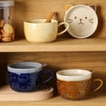 thumbnail image 3 of Tazas de Café de CeráMica Creativas con Tapa de Porcelana de Desayuno Familiar de Jugo de Leche Bebida (MarróN), 3 of 5