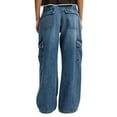thumbnail image 6 of ClodeEU Baggy Jeans for Women,Wide Leg Denim Jeans With Pockets,Loose Fit Cargo Denim Jeans Light Blue,Womens Plus S, 6 of 6