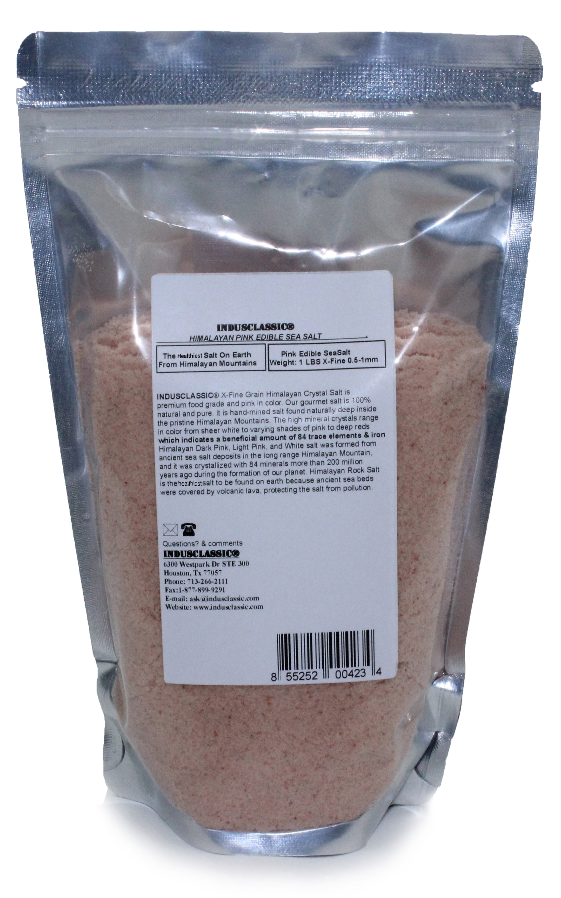 IndusClassic 1 lbs Authentic Pure Natural Halall Unprocessed Himalayan Edible Pink Cooking Fine Grain Salt ( 0.5mm to 1mm )