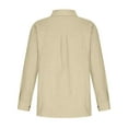 thumbnail image 5 of YEYLANERSWomens Cotton Linen Shirts Long Sleeve Button Down Collared Blouses for Women Summer Casual Roll Up Solid Color Tees Women Work Office Tunic Tops，Beige，M, 5 of 8