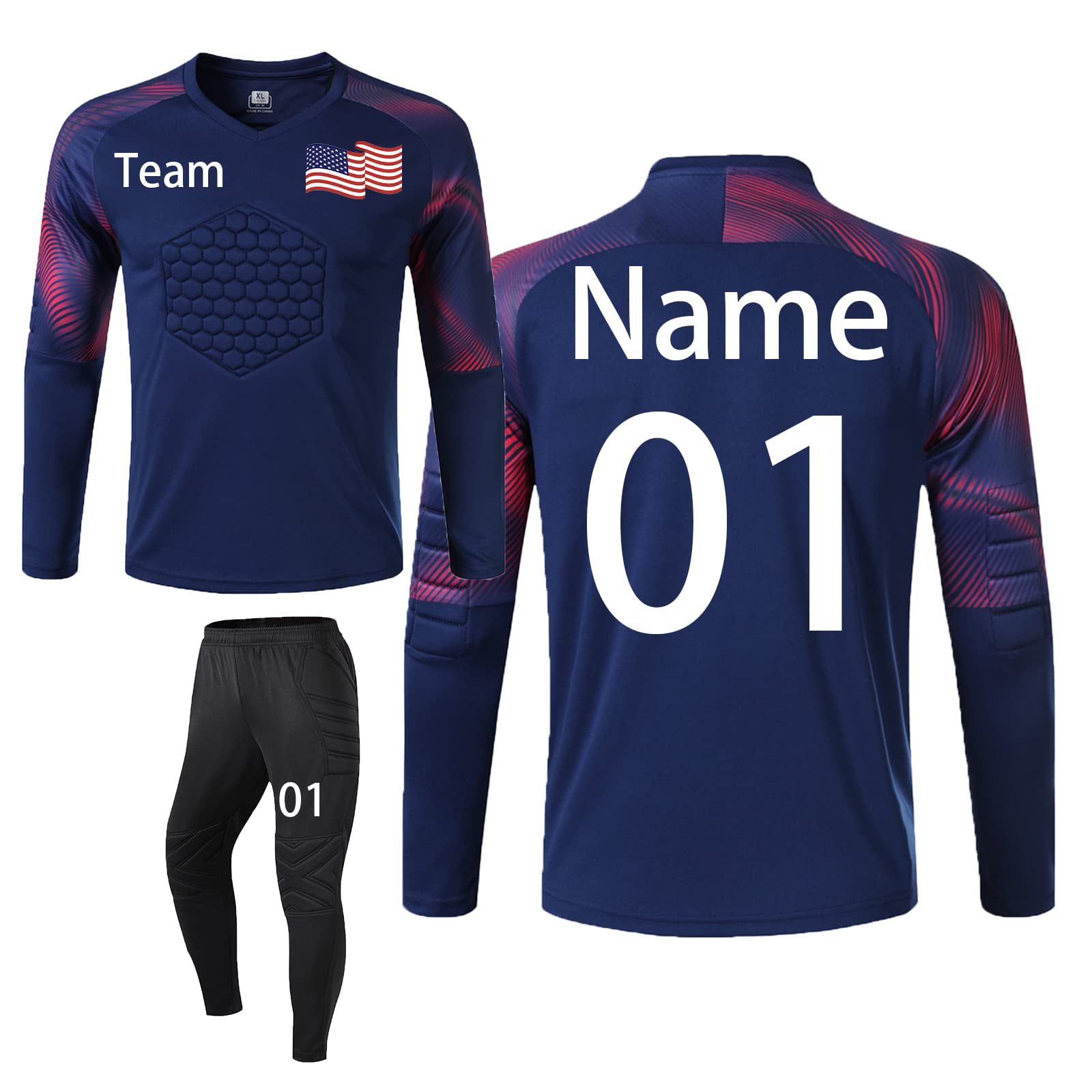 Laifu Personalized Goalie Jersey with Name Number Team Name Logo,Soccer Goalie Jersey for Men/Youth 