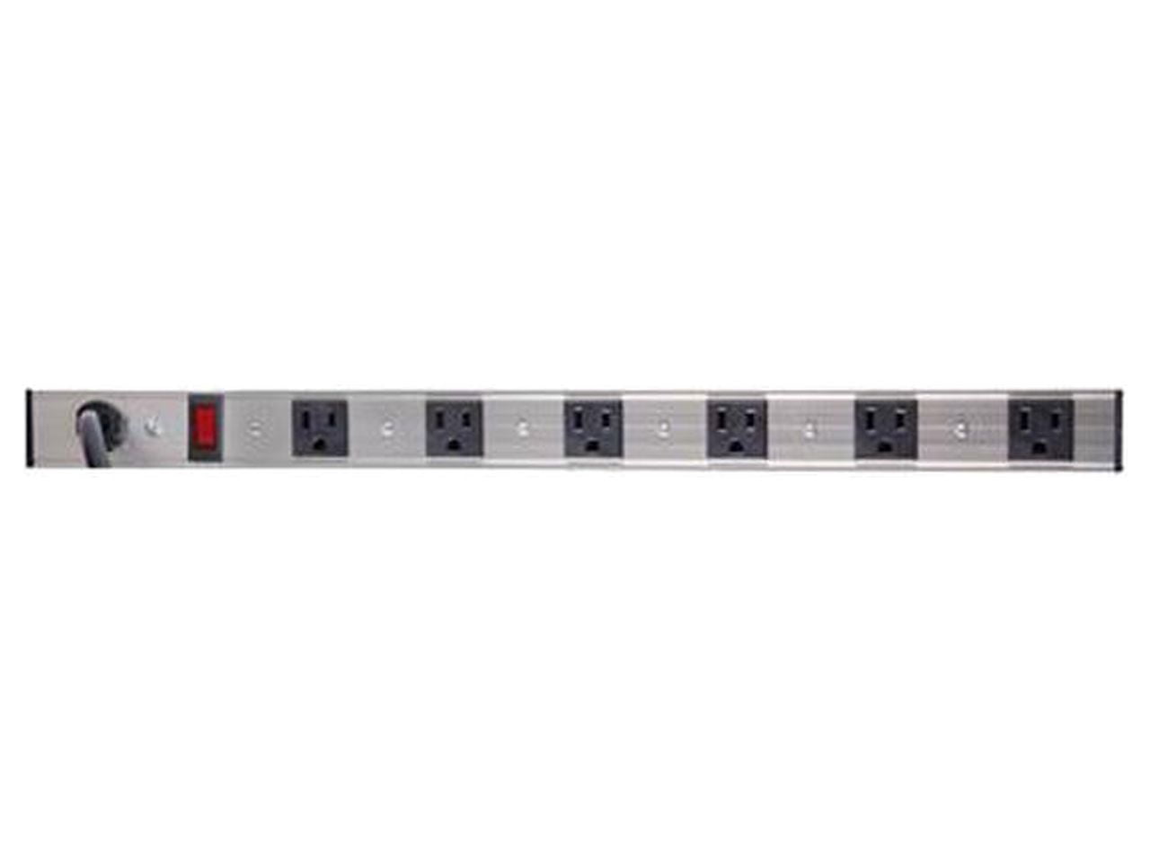 Inland 6 Outlets Aluminum Power Strip, 3.0 Feet Power Cord, Lighted Reset Switch, ETL Approved, 60 Hz / 125V / 15 Amp / 1872 Watts