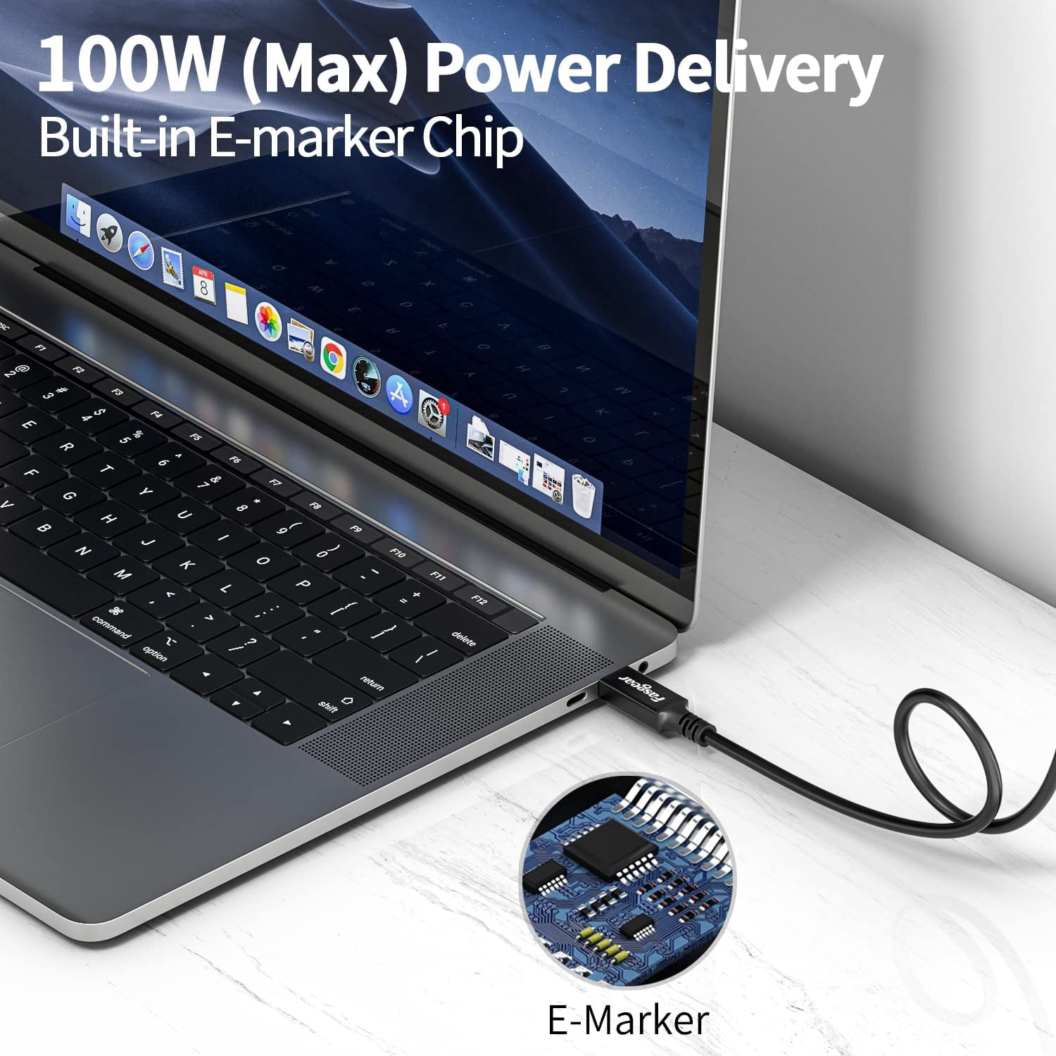 Fasgear USB 4 Cable 2.5m/8.25 Feet - 40Gbps Data Transfer 8K@60Hz 100W PD Charging Type C Video Cord Compatible for Thunderbolt 4/3 M2 Mac-Book Pro/Air|M1 i-Mac Mini|Moniter|eGPU USB-C Docking|Laptop