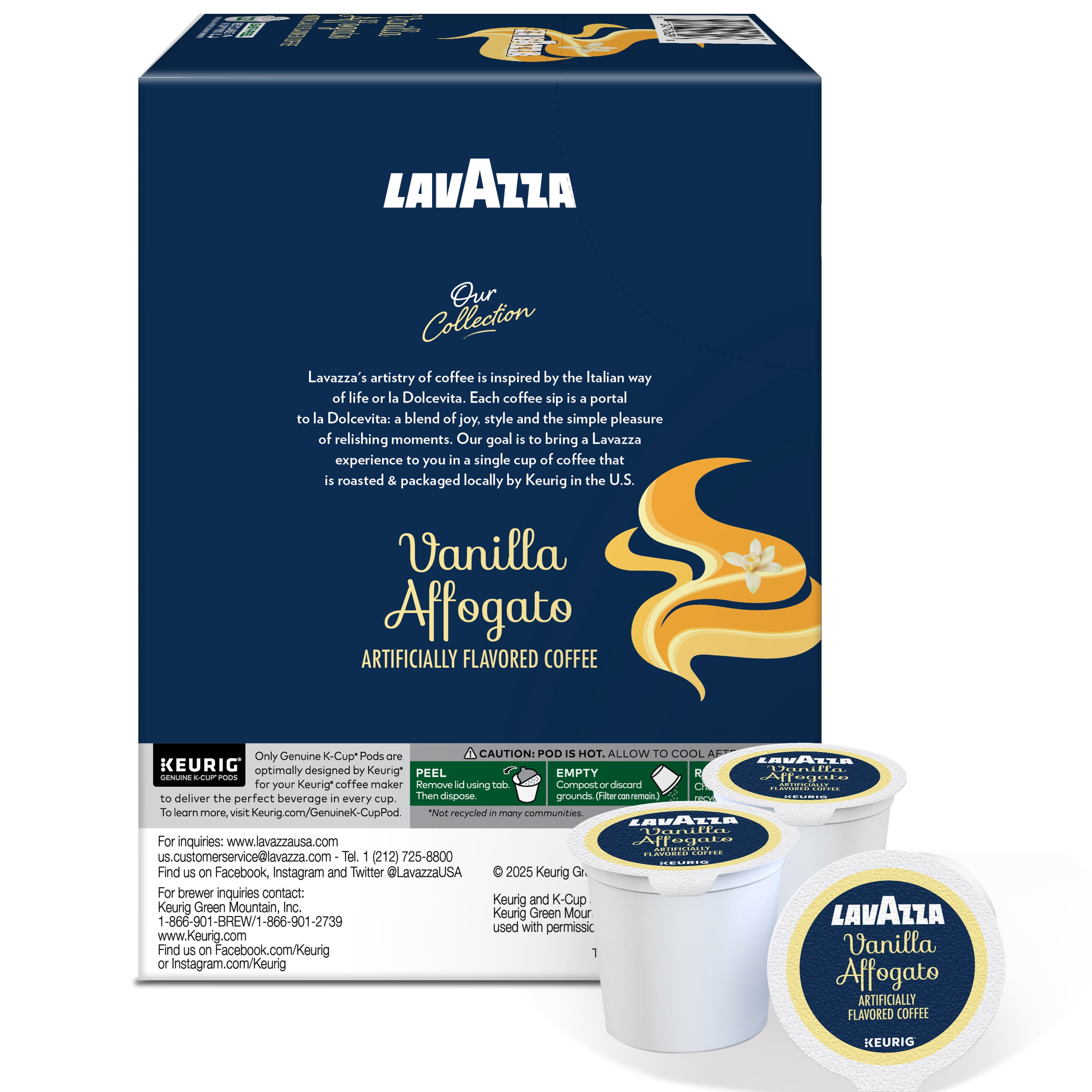 Lavazza Vanilla Affogato Keurig K-Cup® Pods, Light-Medium Roast, 100% Arabica (88 Pods)