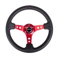 thumbnail image 1 of NRG Innovations NRG-RST-006RD Volant Renforcé - Volant Sport 350mm (3 Pouces de Profondeur) - Rayon Rouge avec Trous Ronds, Cuir Noir, 1 of 3