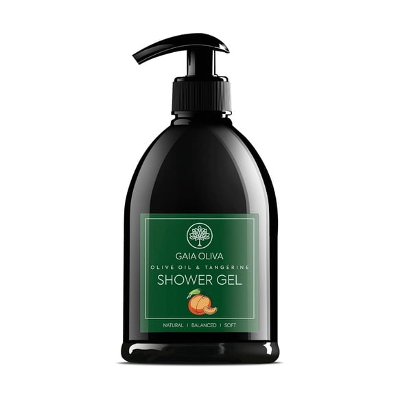 Gel de ducha de aceite de oliva GAIA Oliva – Gel de ducha natural con mandarina hidratante gel de ducha para mujeres y hombres gel de baño y ducha a base de plantas para piel seca 16.9 fl oz (paquete
