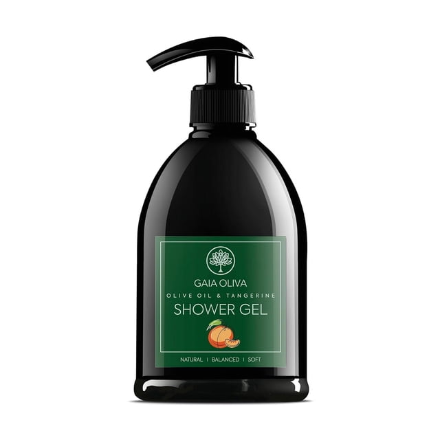 Gel de ducha de aceite de oliva GAIA Oliva – Gel de ducha natural con mandarina hidratante gel de ducha para mujeres y hombres gel de baño y ducha a base de plantas para piel seca 16.9 fl oz (paquete