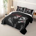 thumbnail image 3 of Erosebridal Halloween Sugar Skull Couple Twin Quilt Set, Spooky Red Rose Twin Coverlet Set for Boys Girls, Black Red Grey, 2 Pieces 1 Bedspread and 1 Pillowcase, 3 of 7