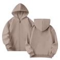 thumbnail image 3 of Kiijoy Toddler Girls Casual Zip Up Hoodie Kids Sweatshirt with Pocket, Khaki, Sizes 4-5T, 3 of 5