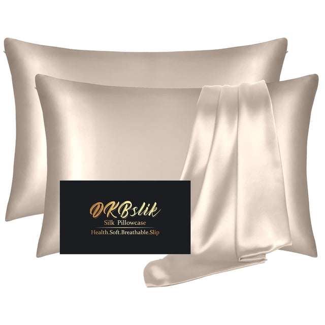 Fundas de almohada de seda DKBSlik Mulberry Silk Standard, paquete de 2