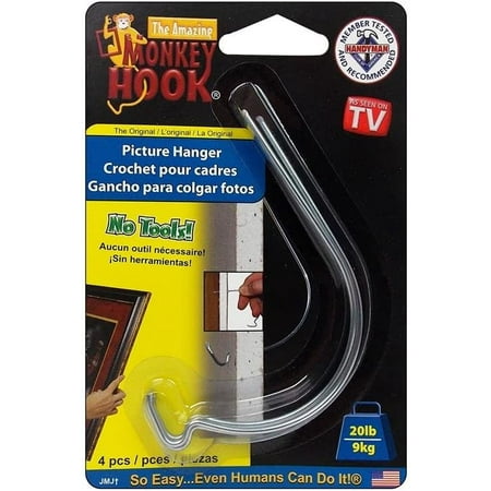 

Monkey Hook 97948-0004-CS Picture Hanger Clip Strip 50 lb For 5/8 in Drywall 20 lb For 1/2 in Drywall per 12 CD 4